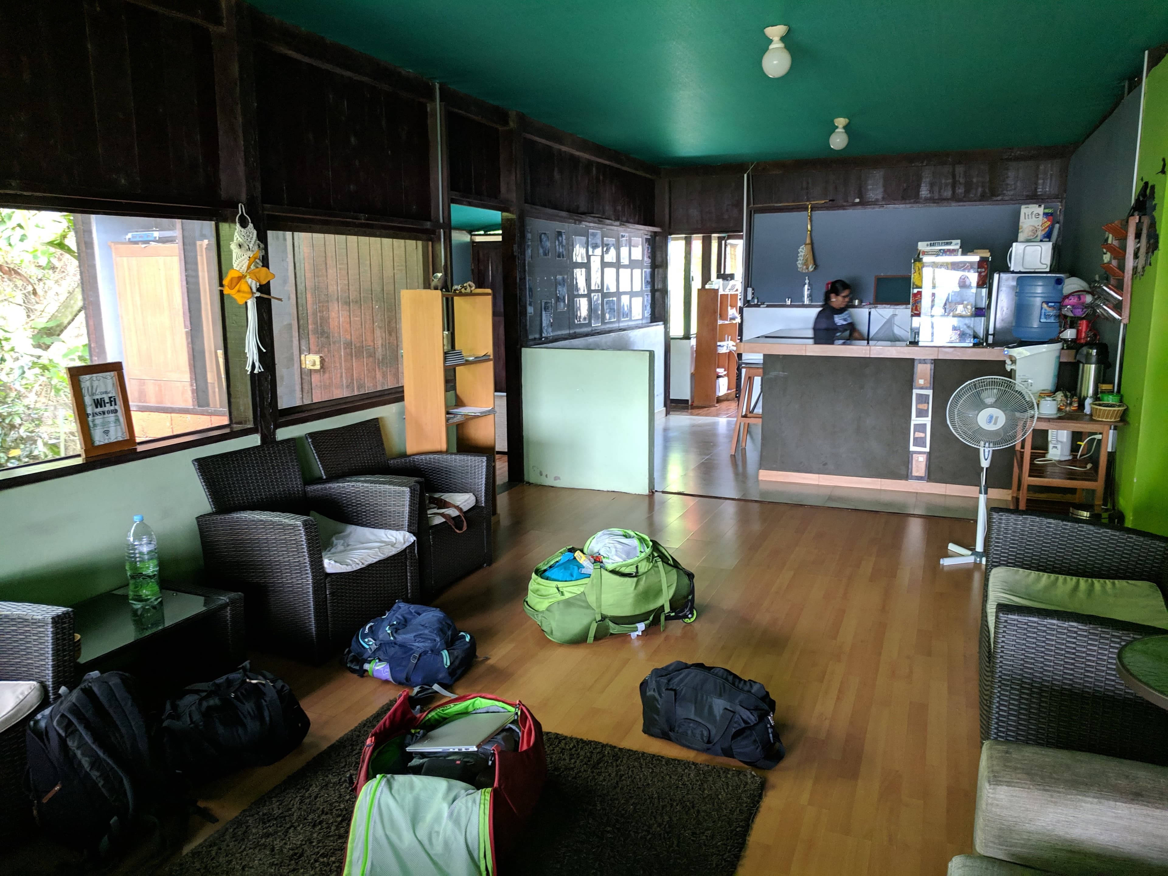 Packing bags in the hot office