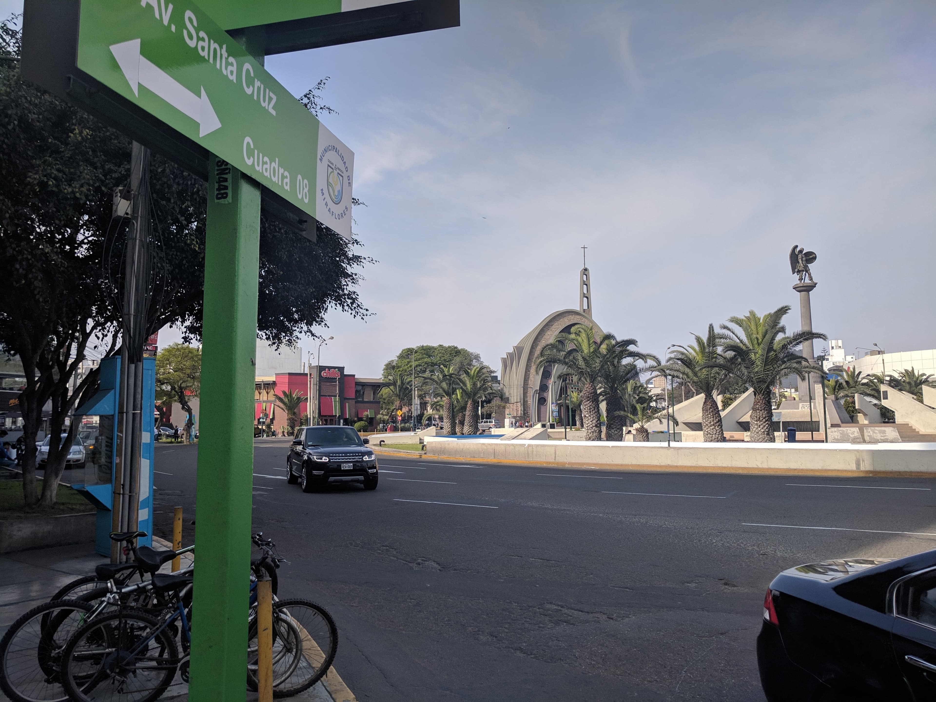 A strange looking church across the circle