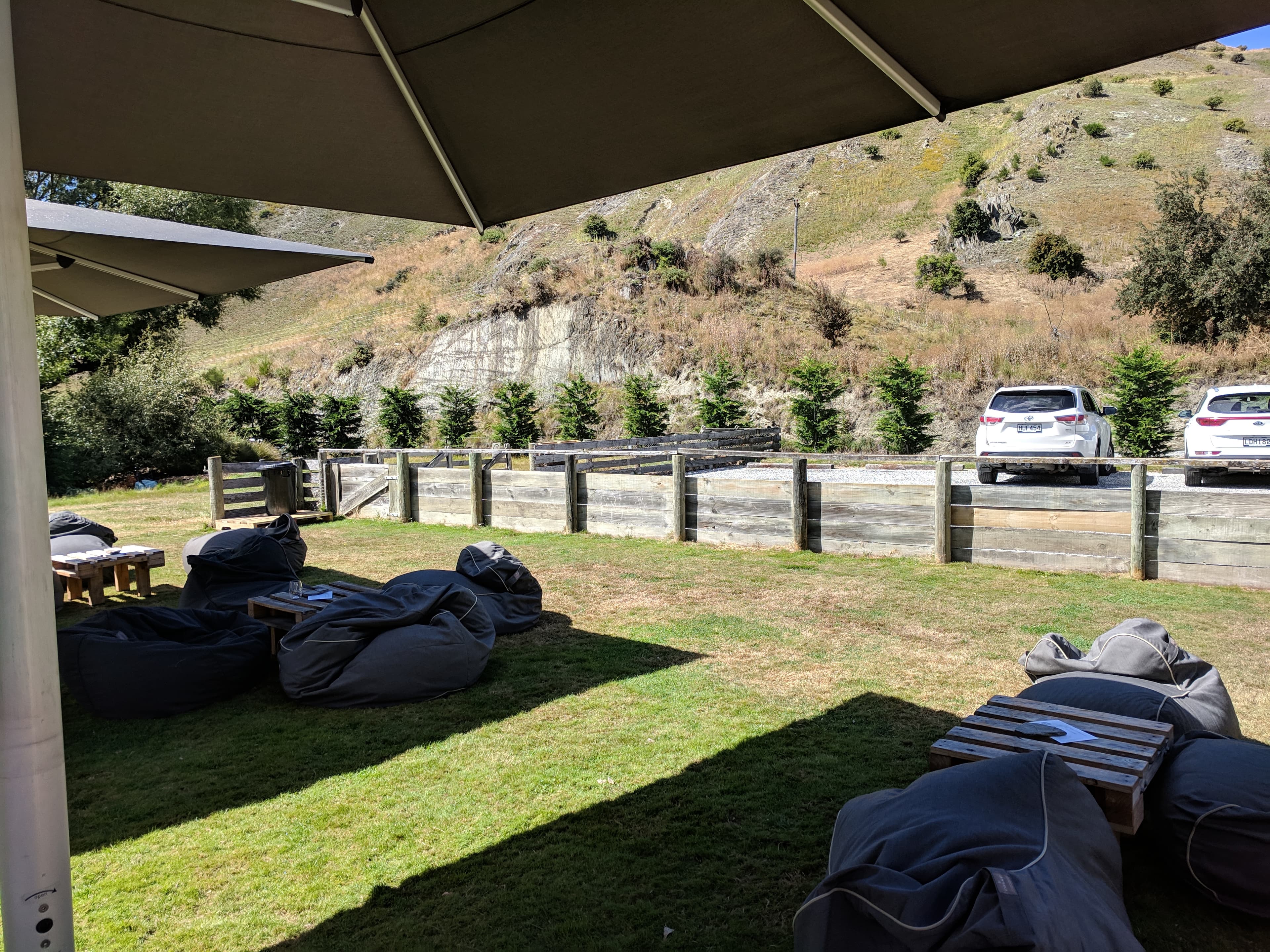 Outdoor chill area at Wet Jacket Winery