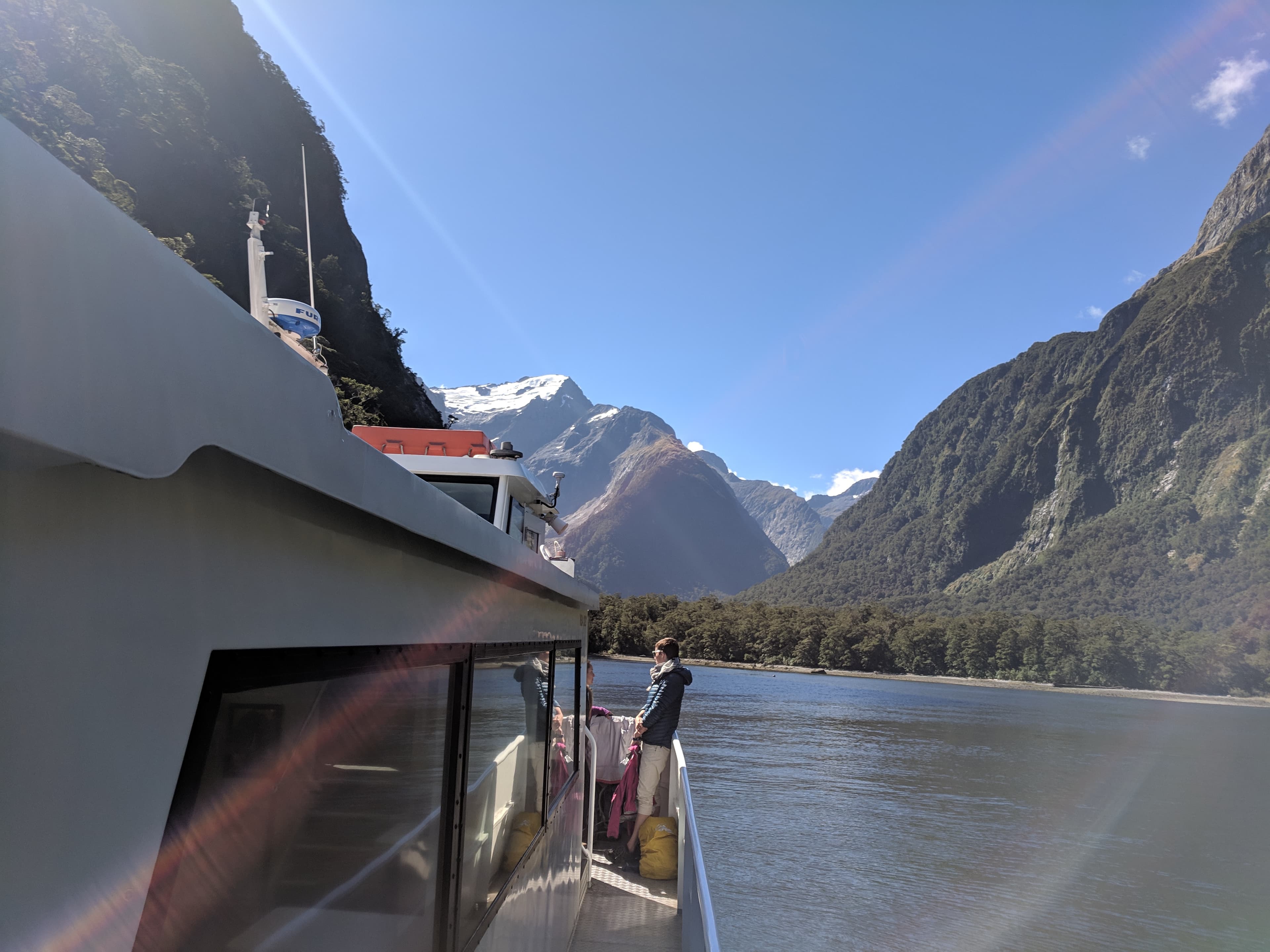 Riding the ferry at Milford Sound