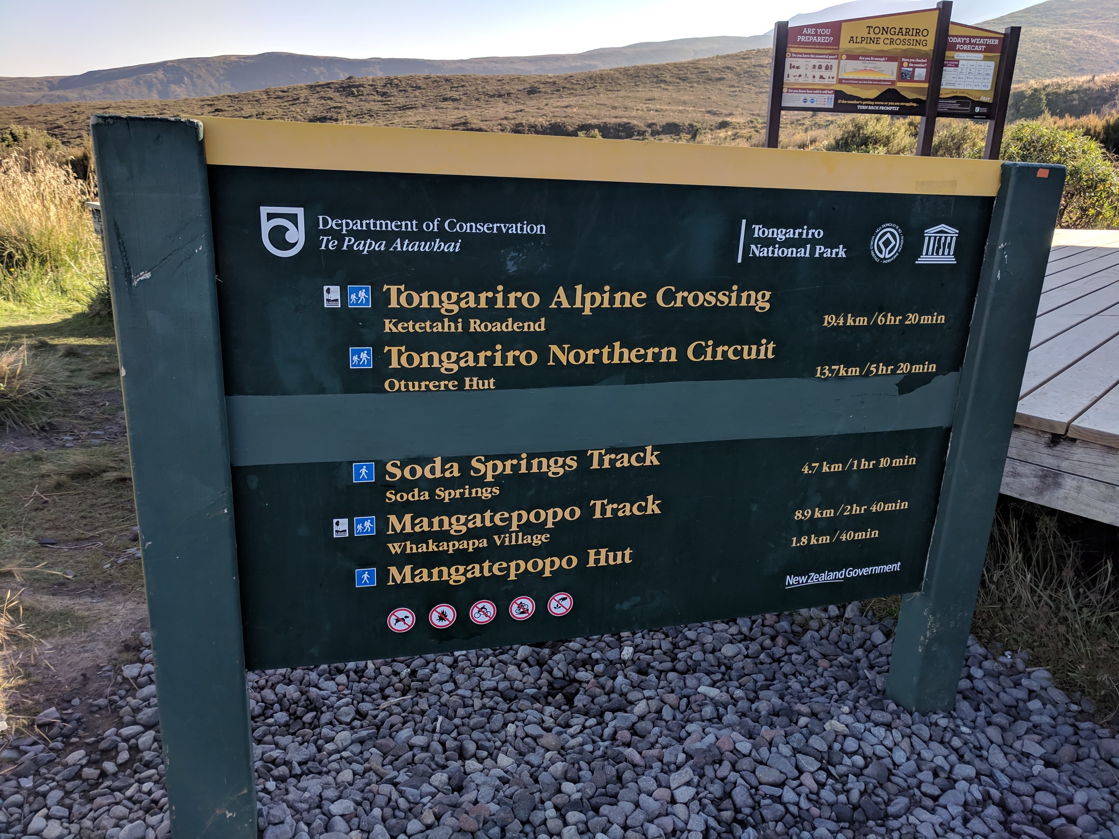 Info sign about different hikes in the area
