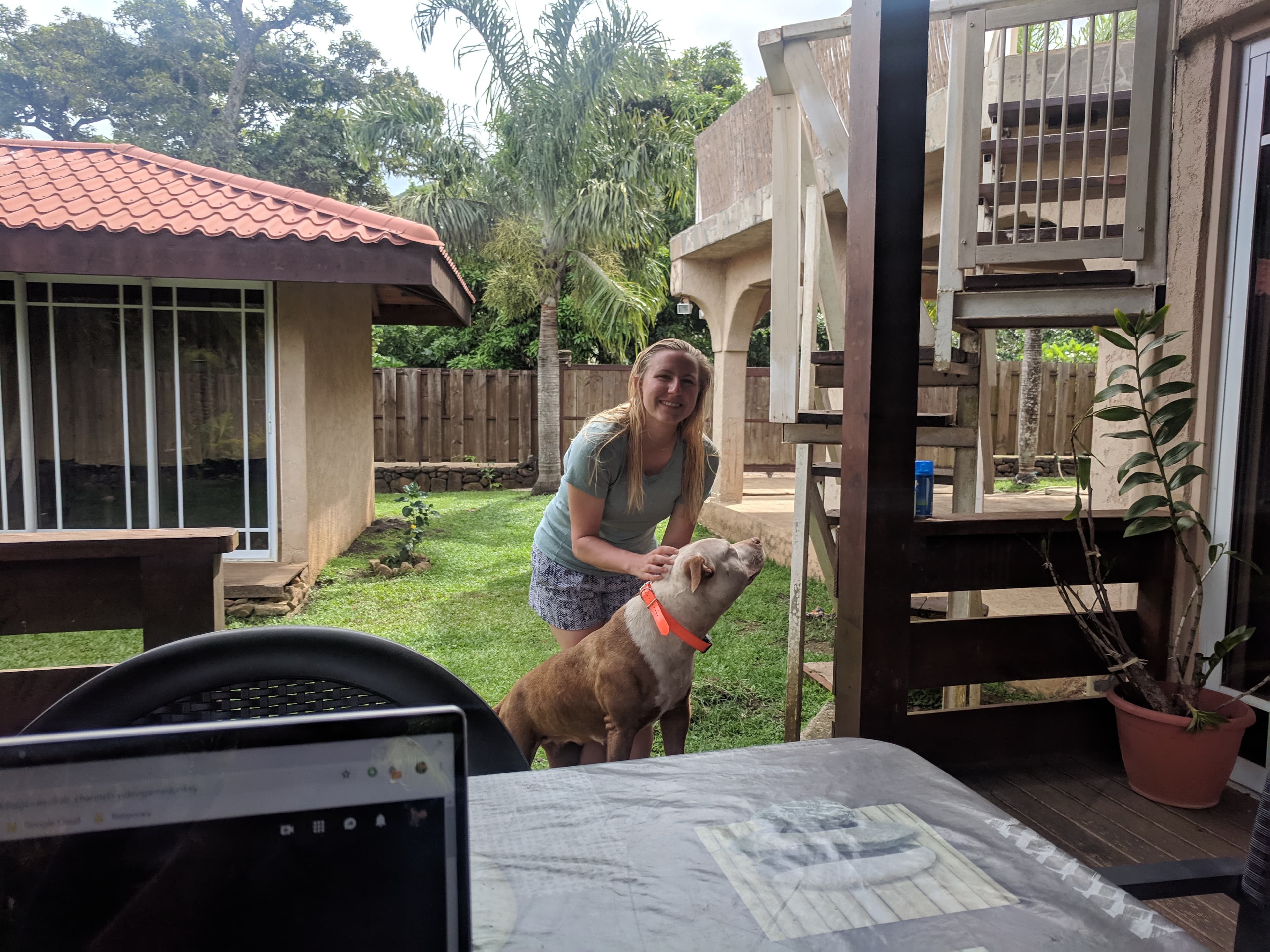 Lauren with the Airbnb pup