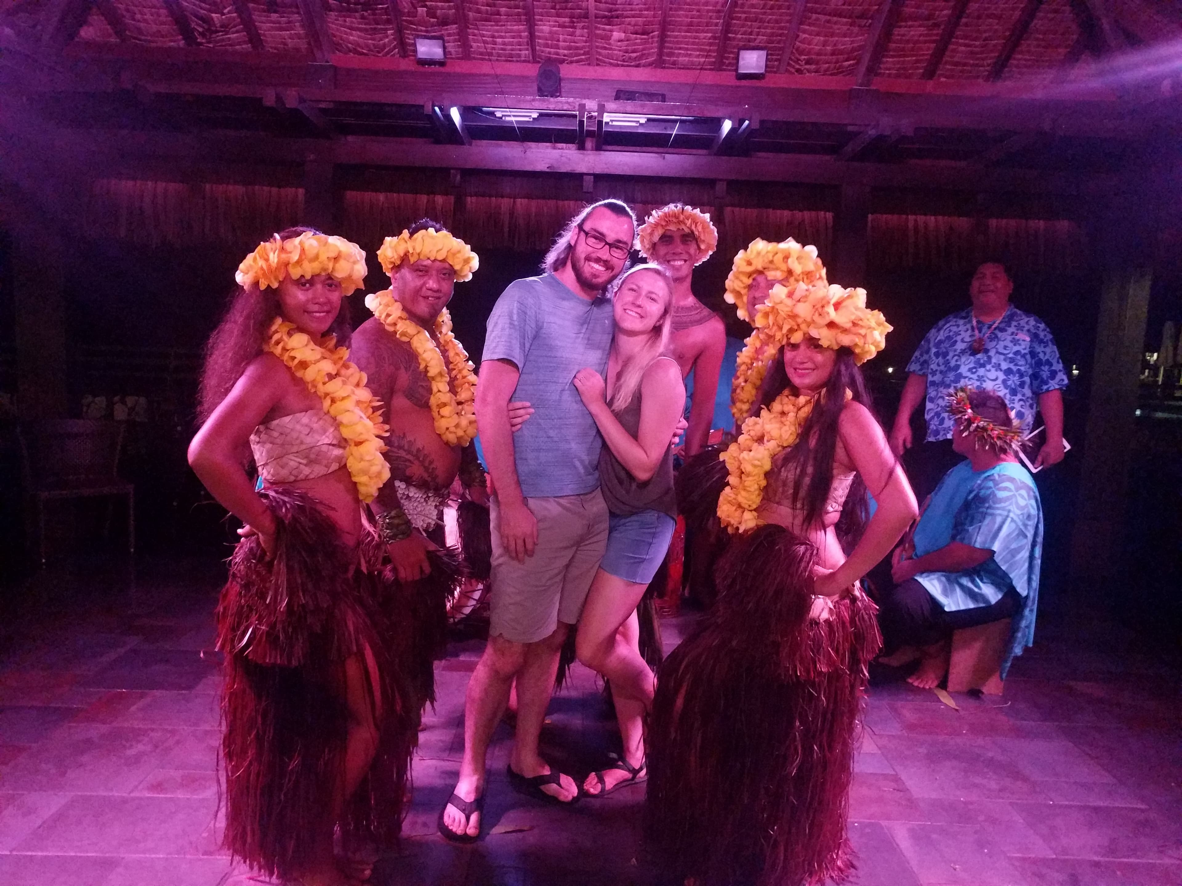 Gerrod and Lauren with the resort performers