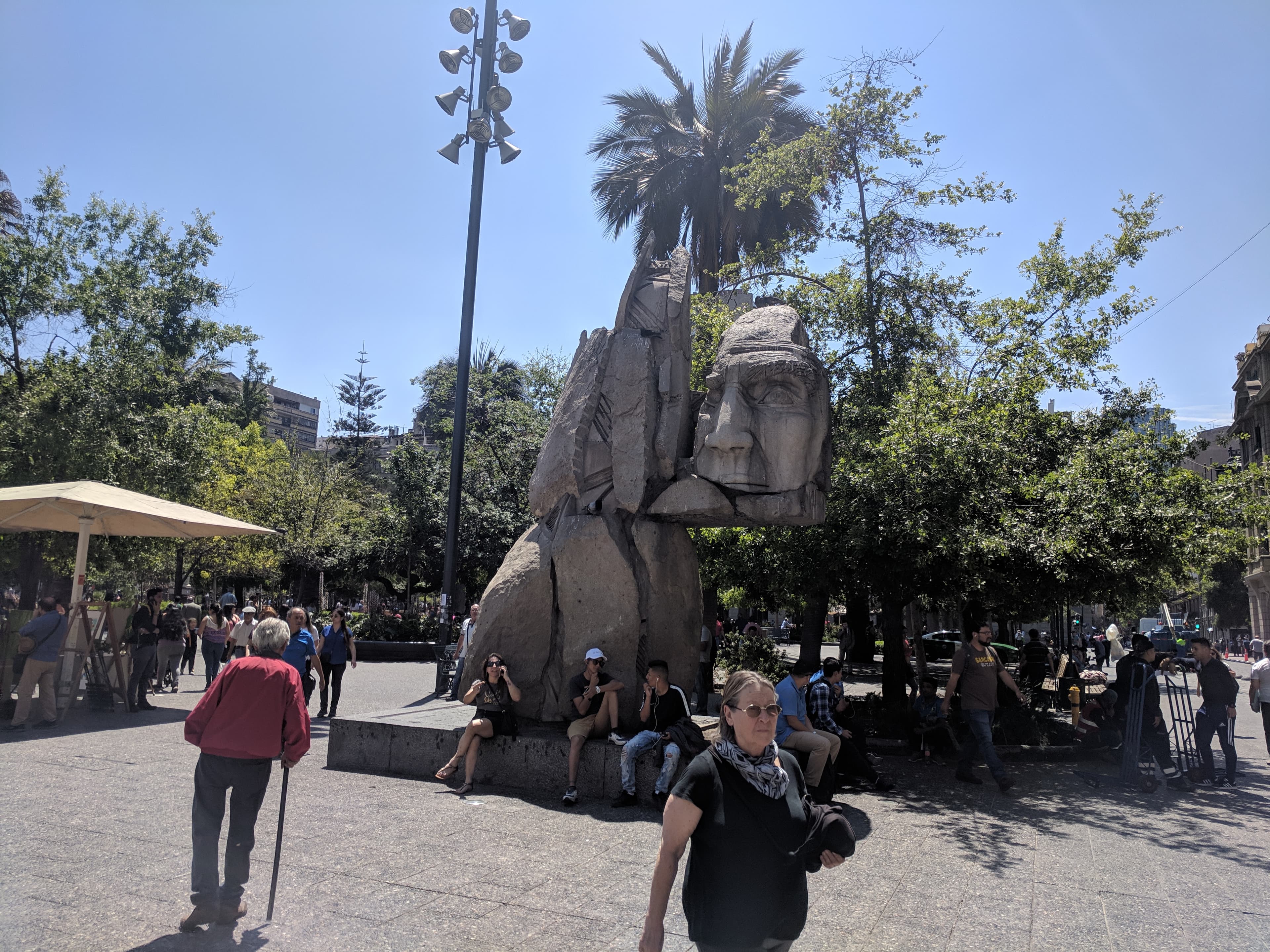 Crazy head statue in Plaza de Armas