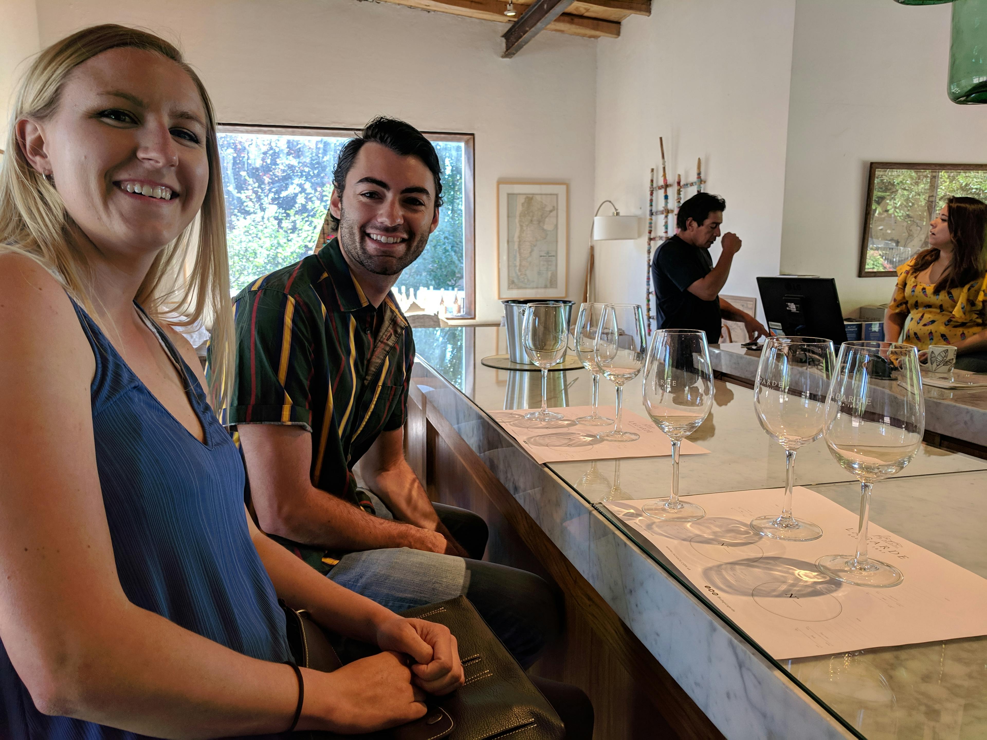 Our first wine tasting at Bodega Lagarde