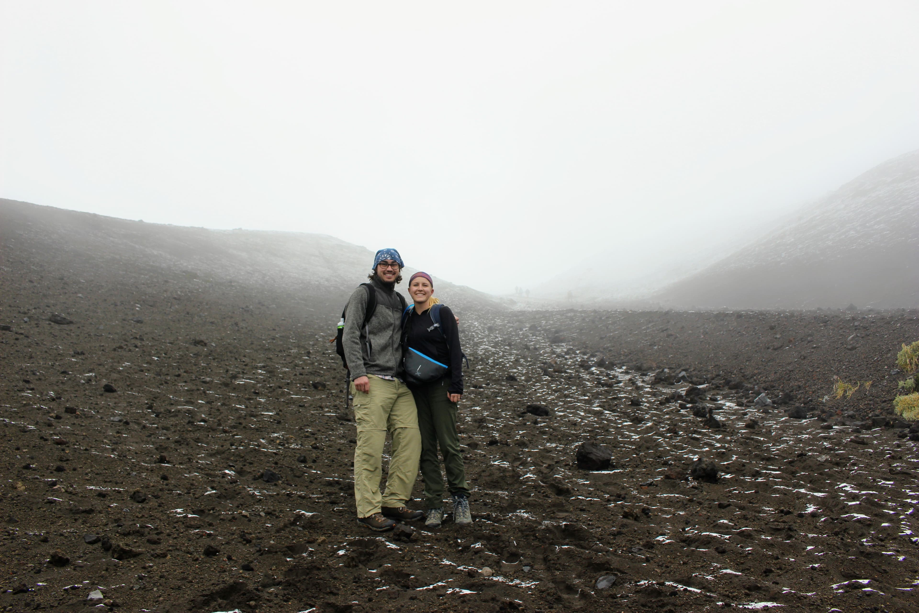 Lauren making Gerrod take a cute photo while hiking up Cotopaxi