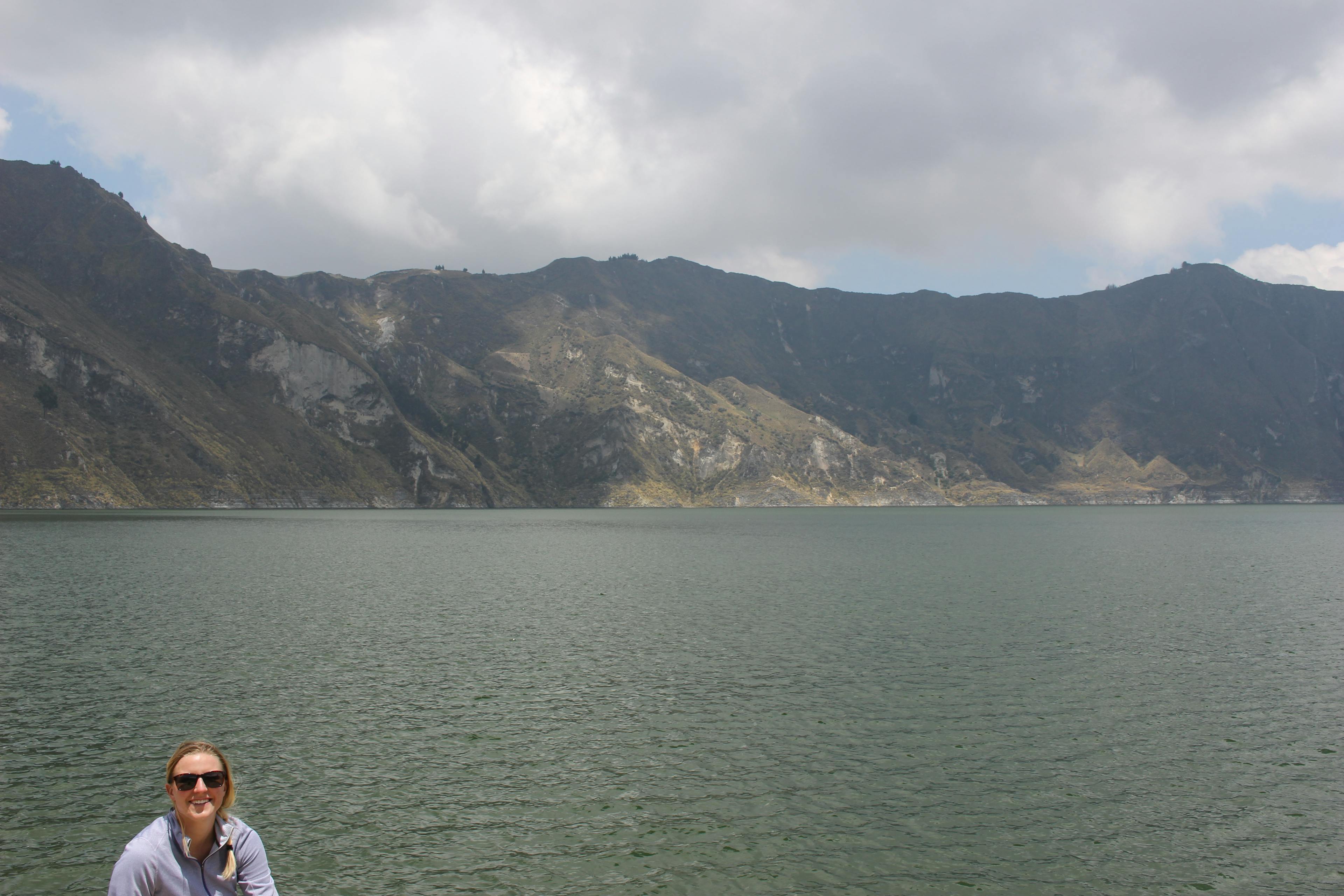 Lauren at the caldera lake of Quilotoa