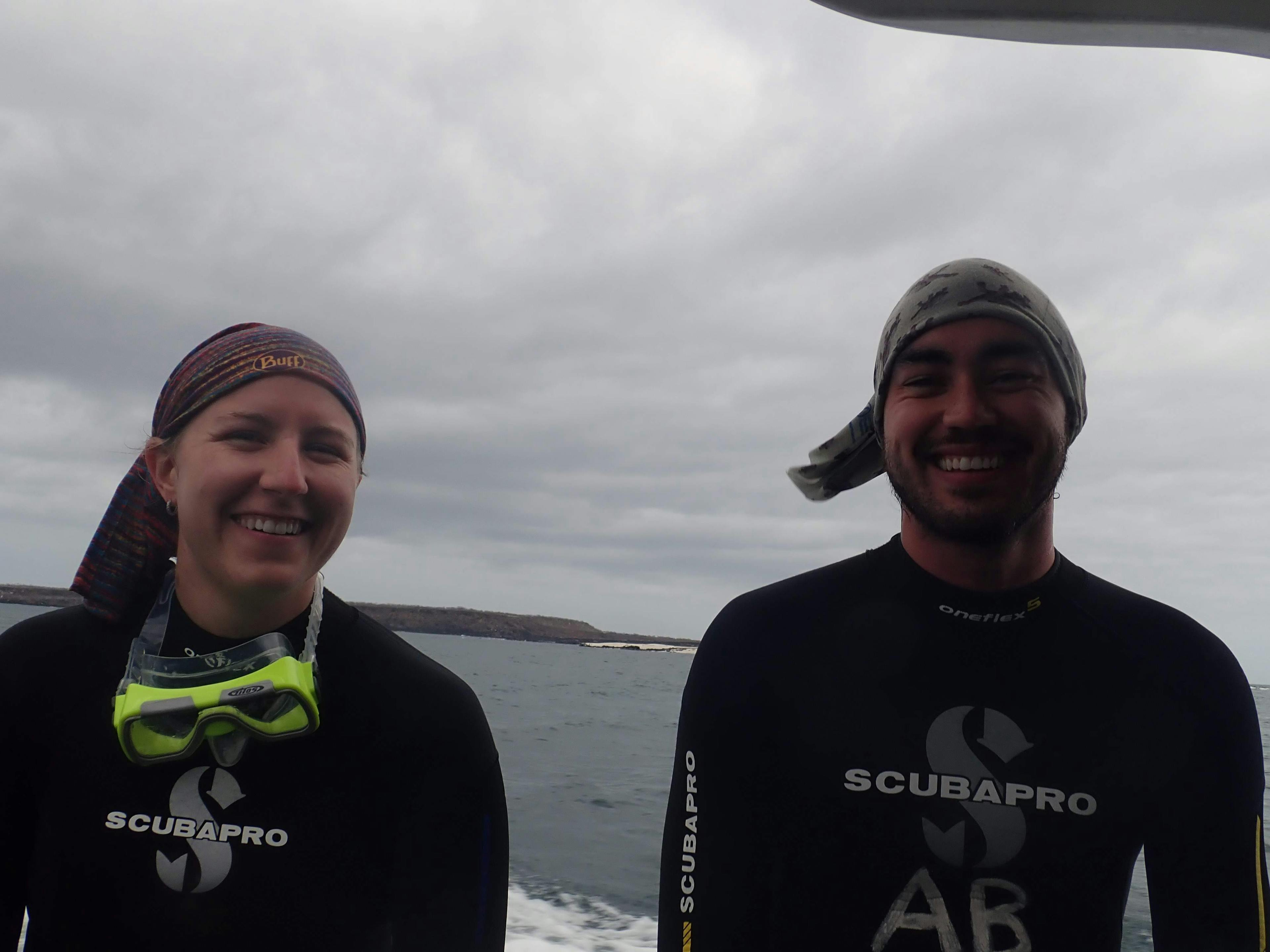 Lauren and Gerrod on the dive boat
