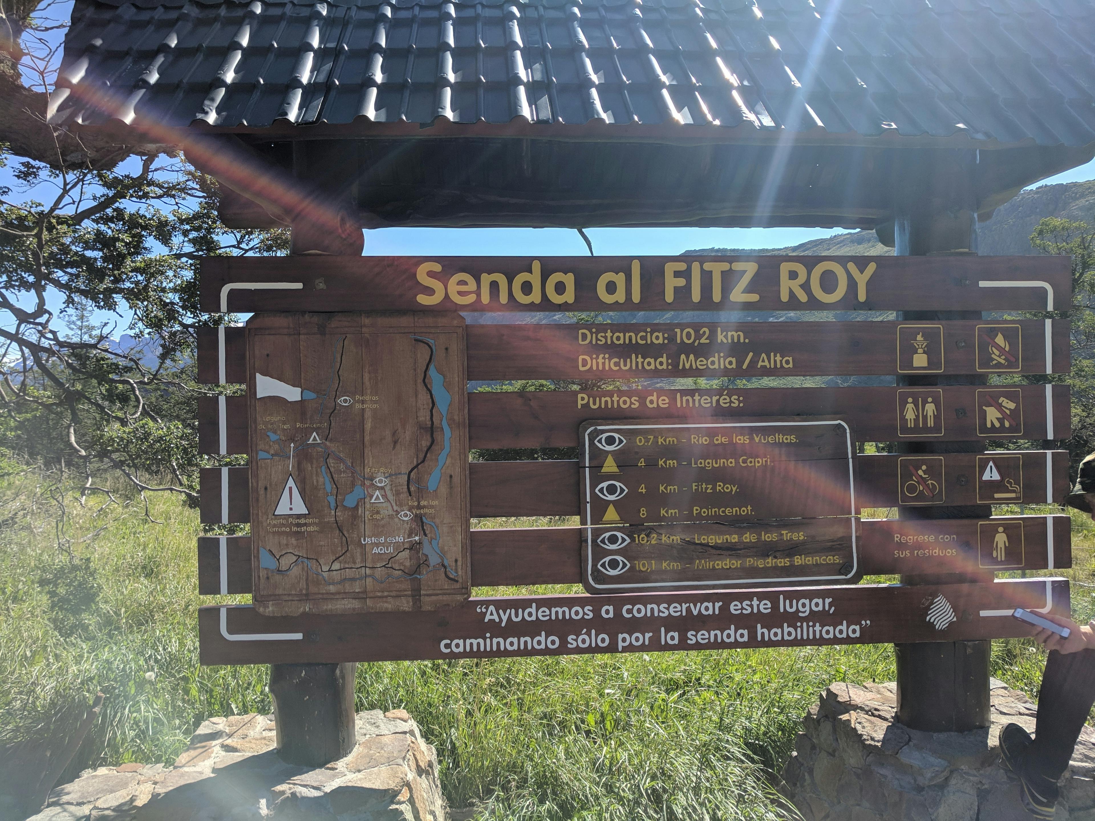 A map of the trails around Fitz Roy