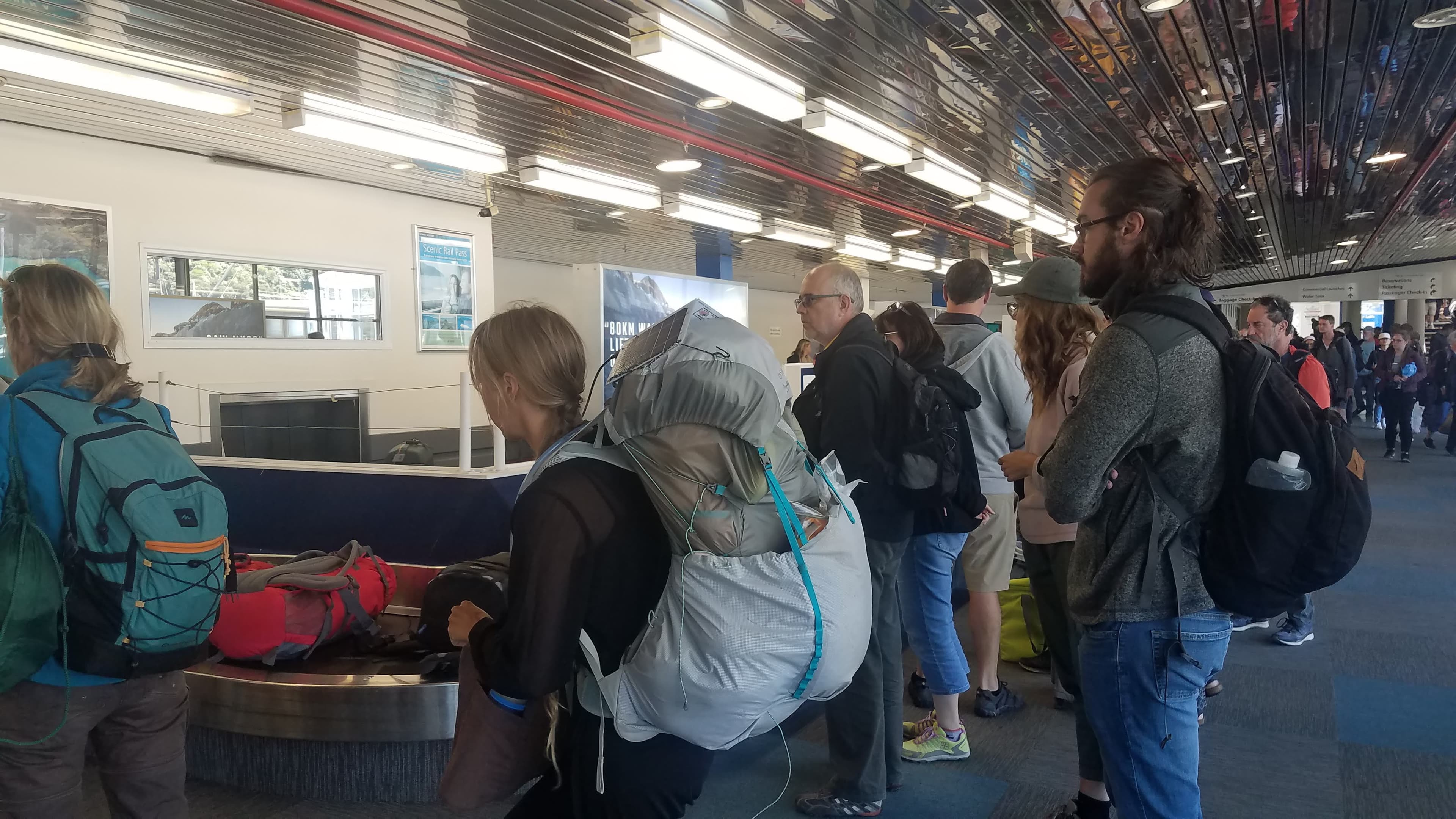 Gerrod waiting for our bags at Picton ferry terminal