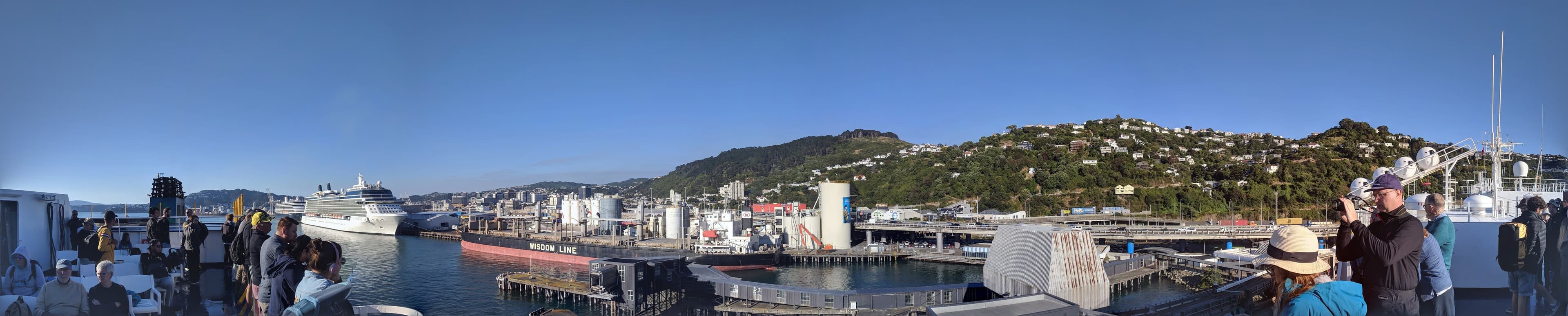 On the top deck of the Interislander in Wellington