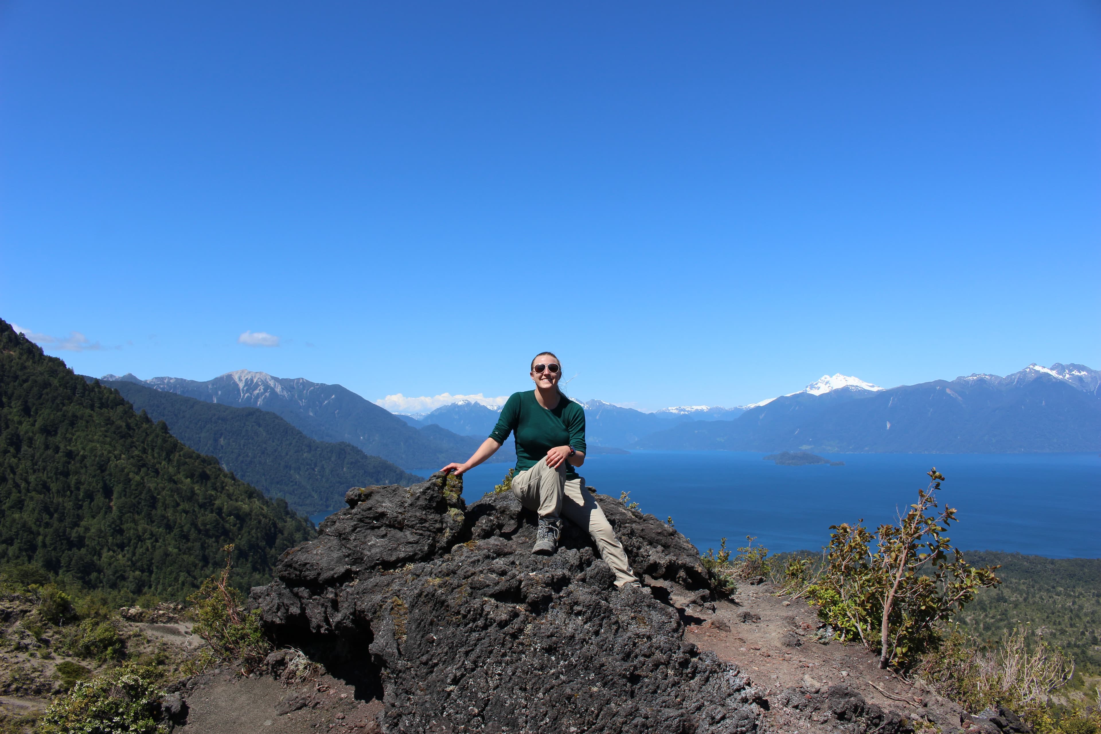 Lauren posing in front of Lago Todos los Santos