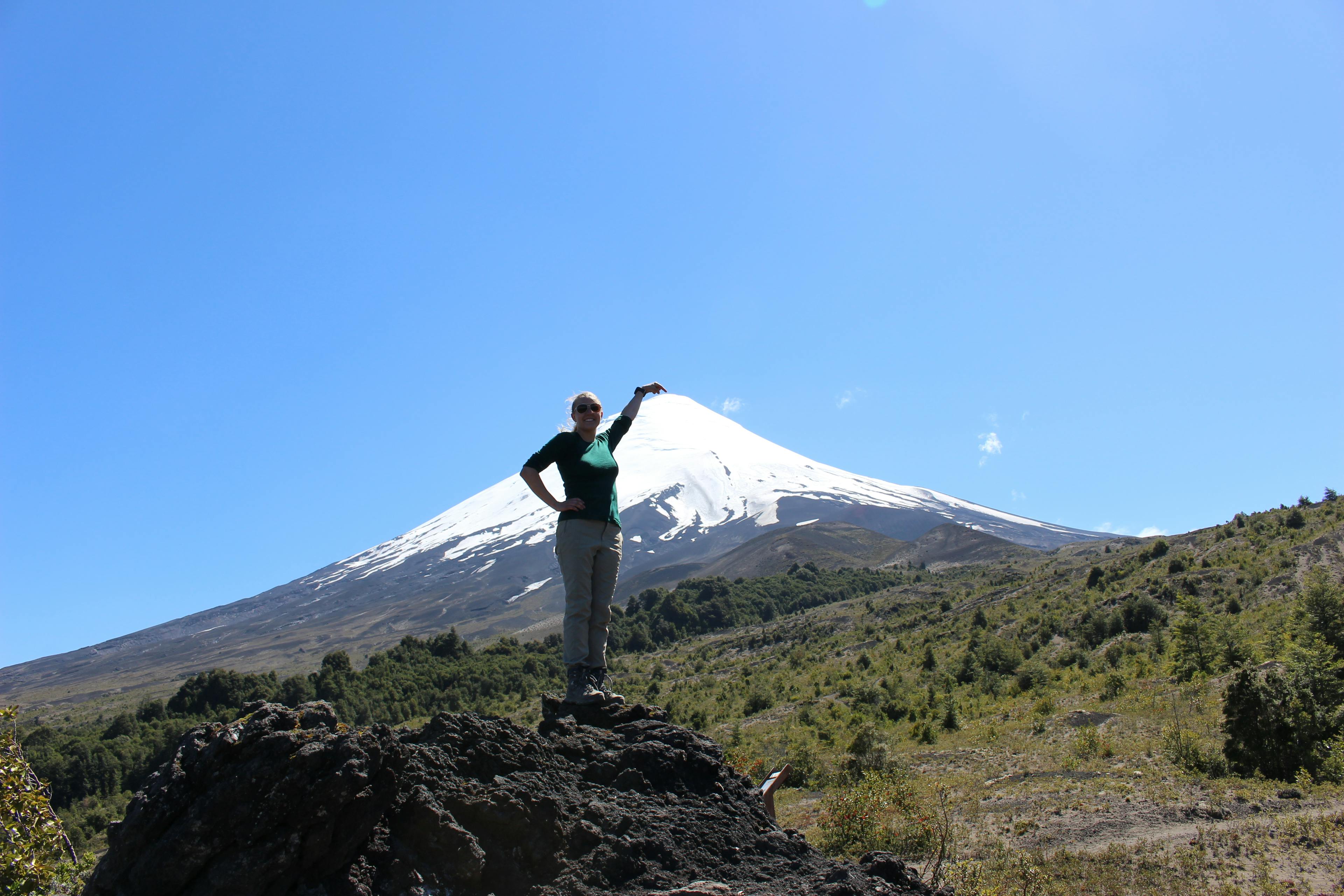 Lauren touching the top of Volcán Osorno