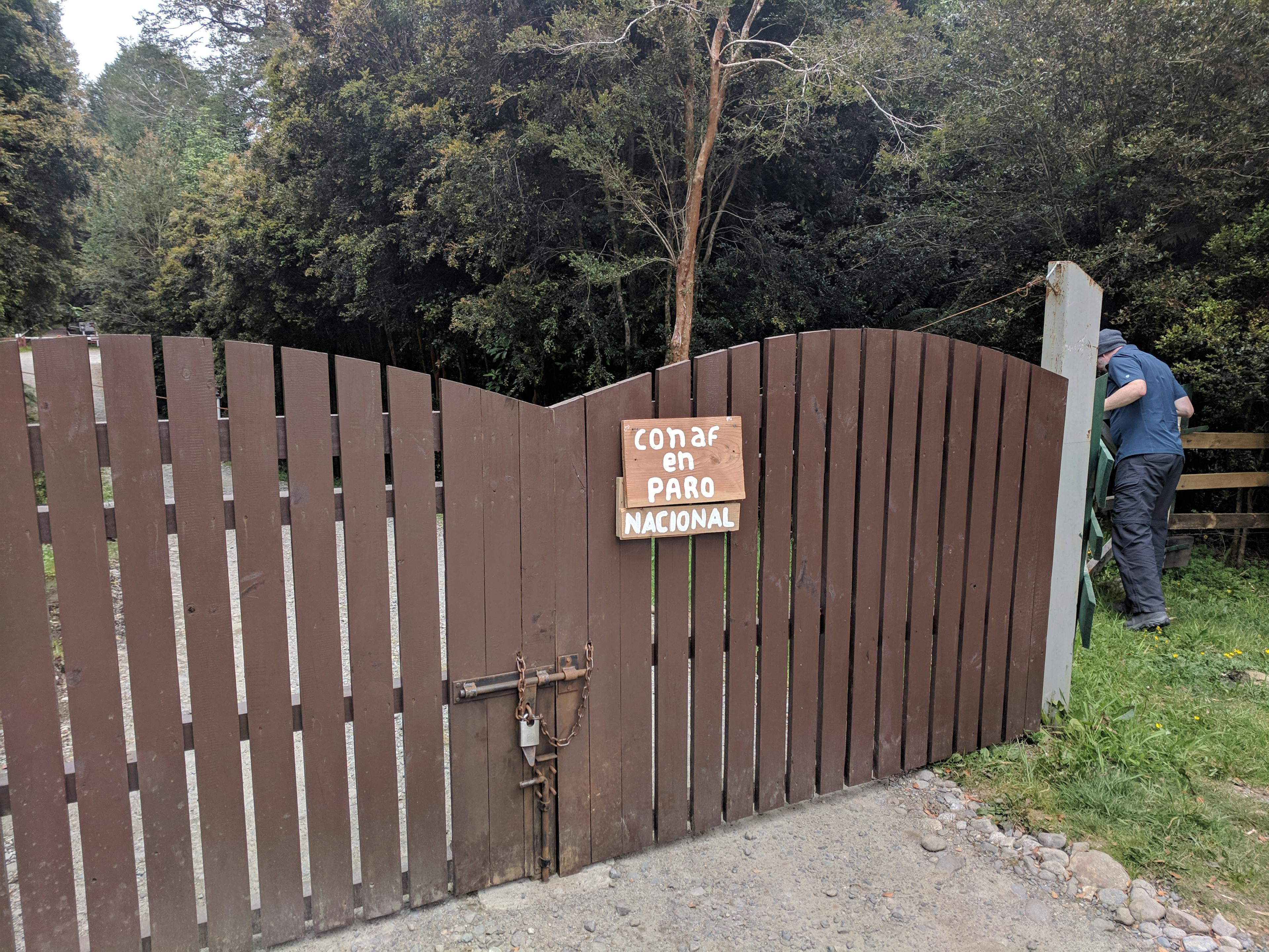 Closed entrance to Parque Nacional Alerce Andino