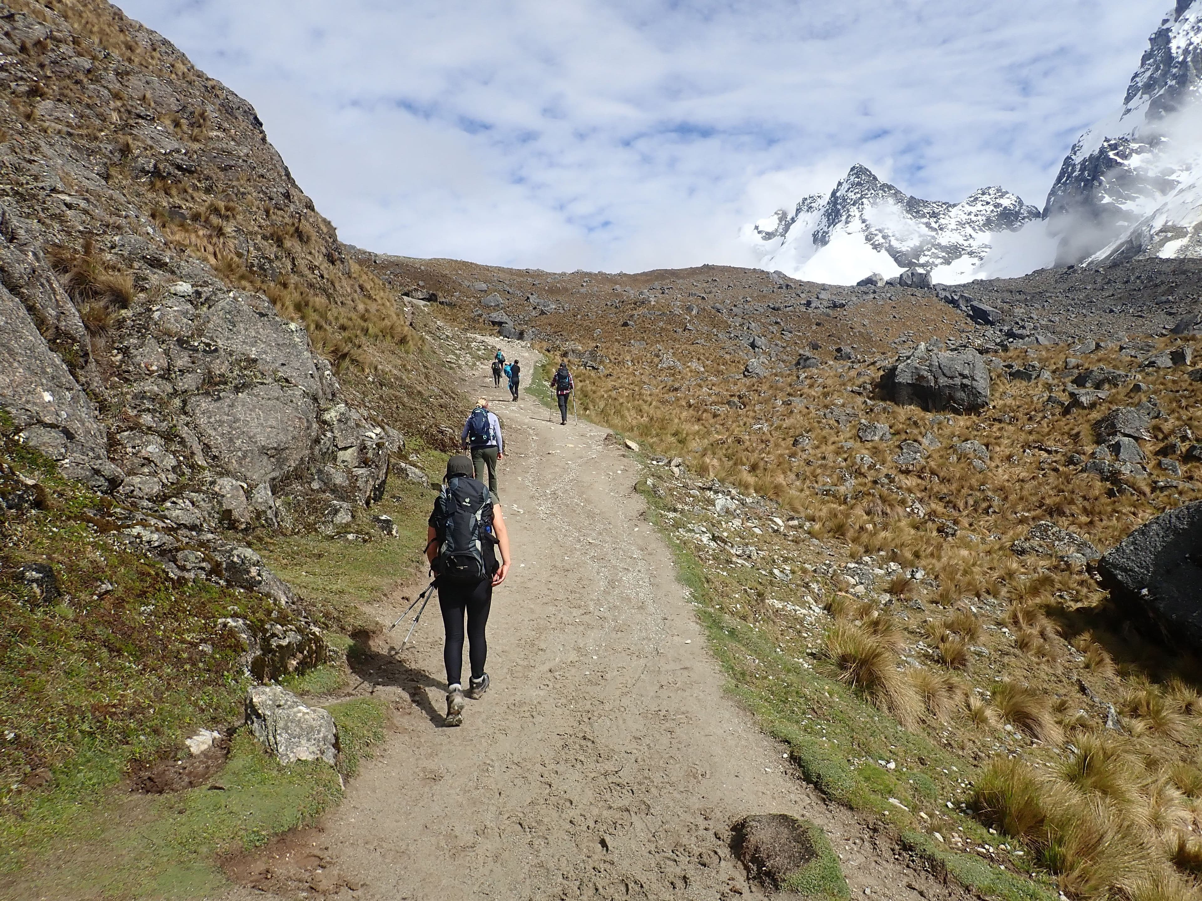 Walking uphill to Salkantay Pass