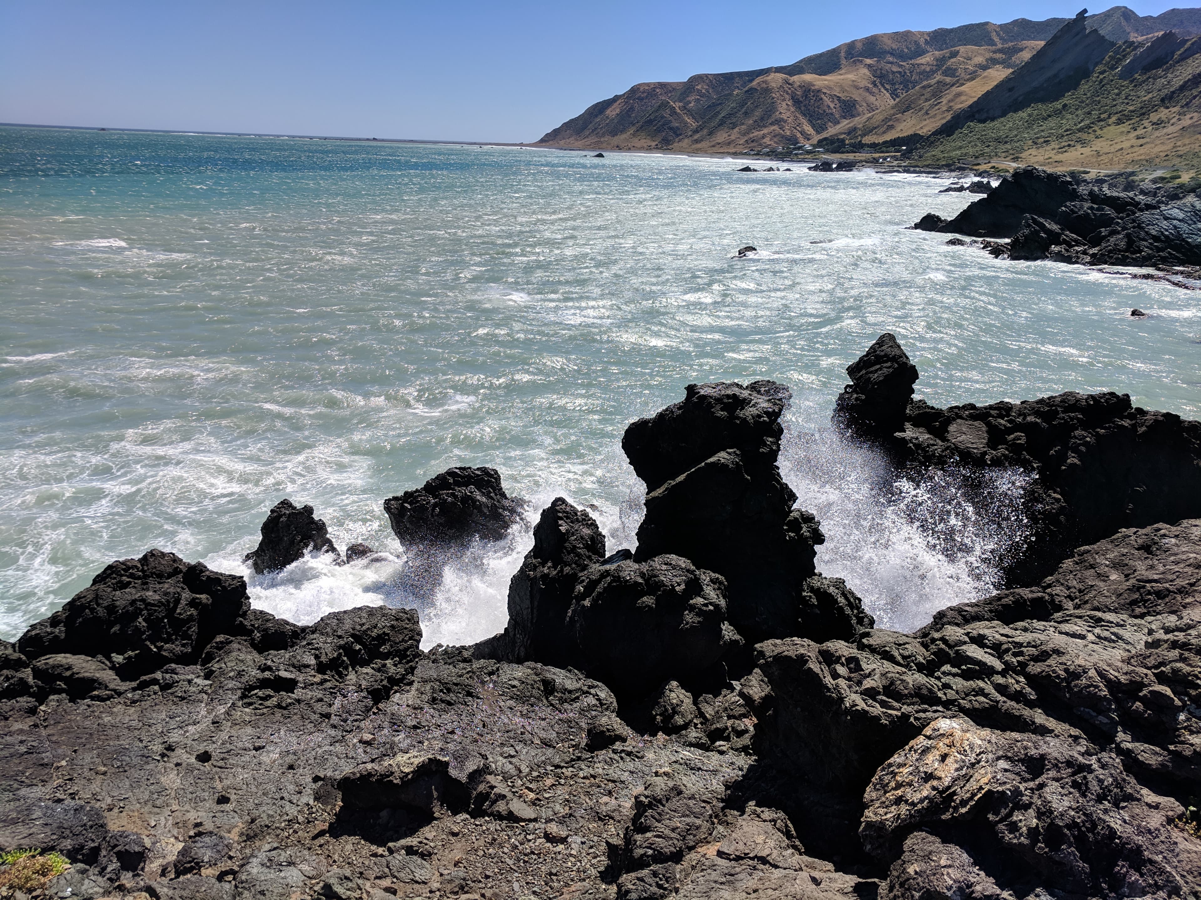Water crashing on the coast of Cape Palliser Water crashing on the coast of Cape Palliser